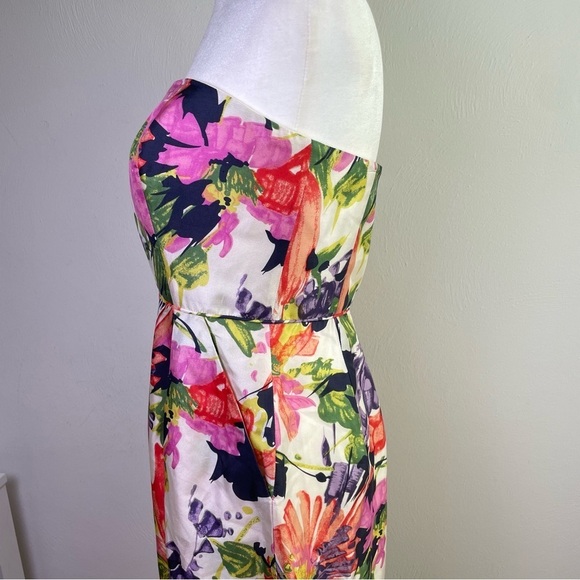 J. CREW 100% Silk Ella Garden Floral Sheath Lined Strapless Mini Dress Women's 4 - Picture 2 of 16